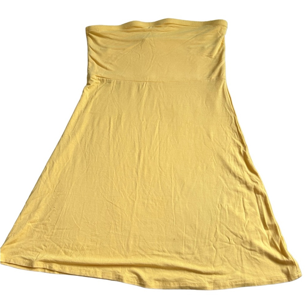 Yellow strapless mini dress